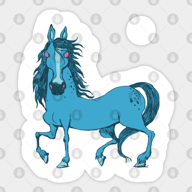 blue horse with red eyes Sticker by duxpavlic